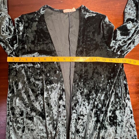 Witchy Whimsigoth Fairy Grunge Maxi Velvet Duster Green Flare Sleeve Small - Picture 6 of 8